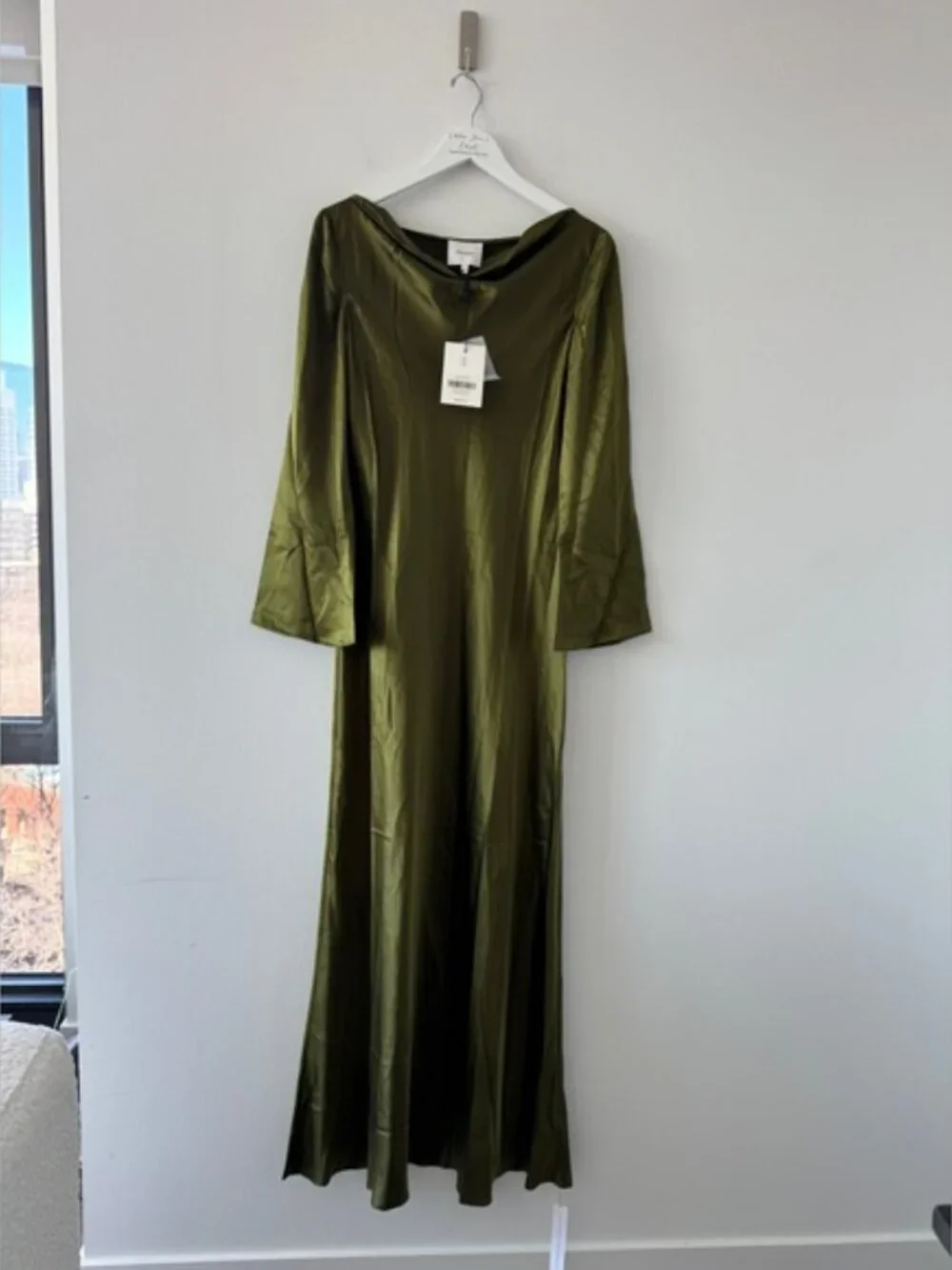 REFORMATION NWT Pike Silk Maxi Dress in Moss - Picture 2 of 14